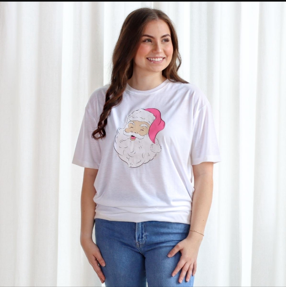 Women's HoHoHo Santa Crew Neck Shirt Sleeve T-Shirt Size Large